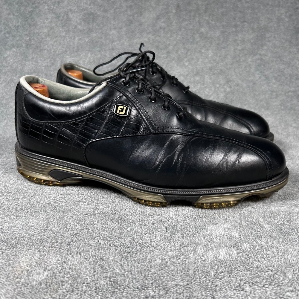 FootJoy DryJoys Tour Golf Shoes Croc Saddle Spiked Mens 9 M Black Leather